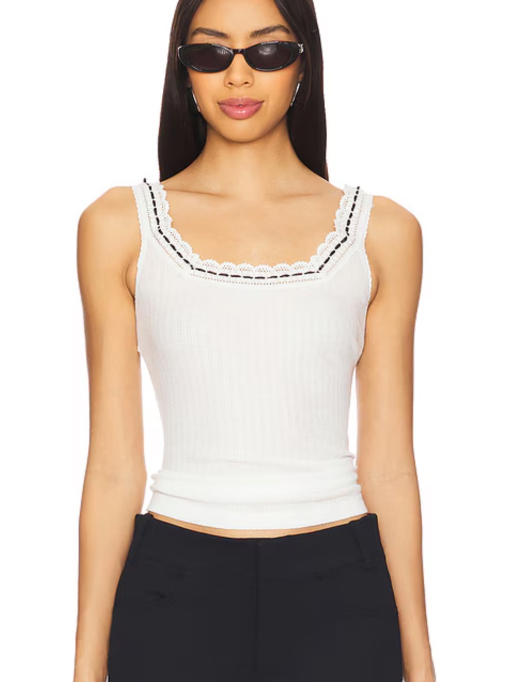 Free People Only You Tank in Ivory Sz Small Lace and trim Ribbon